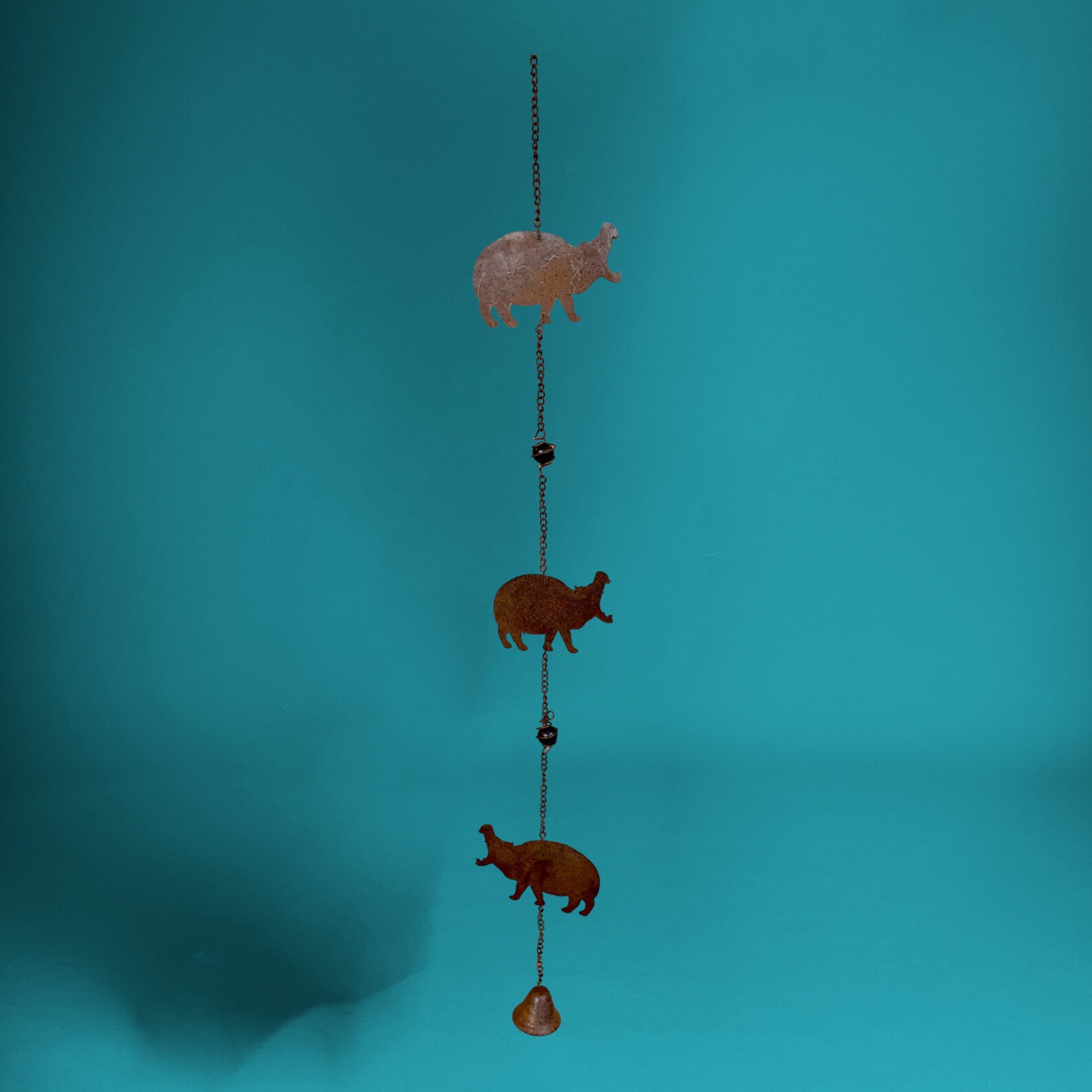 Rustic Metal Hanging Decor Hanging Chime Hippo Hanging Etsy