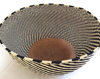Wave Bowl XLarge Telephone Wire 22cm 8.7", Table Decor, Telephone wire, Wire Decor, African Decor Wire bowl, Telephone African basket