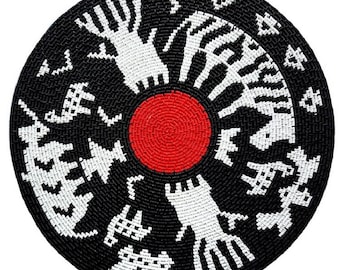 Plato de alambre telefónico de 11,8", manteles individuales Hardwire de 30 cm con diseño de animales, alambre telefónico, cuenco decorativo, cuenco africano, cuenco colorido africano