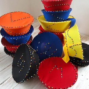 Zulu Hats Beaded Adult 11&quot;, Traditional Zulu Hat, Wall Decor, Wedding Decor, Events Decor, Home Decor, African Decor, Woven Hats African Hat