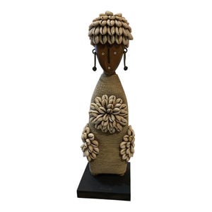 Namji Doll Rope & Cowrie Shells 33cm 13&quot;, Fertility Doll, Namji Doll, Cameroon Doll, Wooden Doll, African Doll African Art Beaded Doll