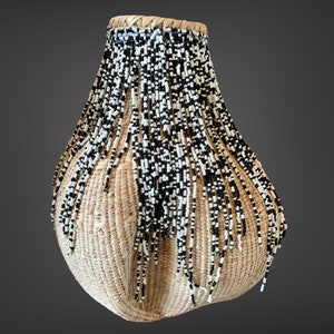 Garlic Gourd Beaded 12inch, Beaded Basket, Woven Basket, African Decor, Home Decor, Binga Basket, African Basket, Woven Basket, Beaded Basket.  Elevate your living space with this exquisite, one-of-a-kind Beaded Garlic Gourd Basket. Beautifully merging functionality with intricate artistry, this handwoven piece adds a touch of earthy, bohemian charm to any room.
