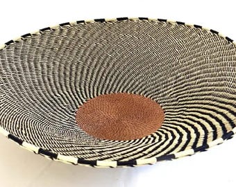 Wave Platter Medium Telephone Wire 30cm 11.8", Table Decor, Telephone wire, Wire Decor, African Decor Wire bowl, Telephone African basket