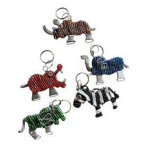 2D Beaded Animal Keyring, Beaded Keyring, Beaded Key Chain, Made in South Africa, Wild Animal, Beaded 2D, African Keyrings Assorted