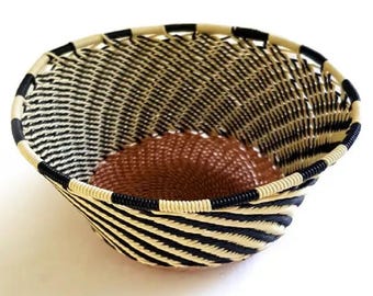 Wave Bowl Small Telephone Wire 10.5cm 4.1", Table Decor, Telephone wire, Wire Decor, African Decor Wire bowl Telephone Basket African basket