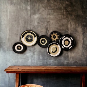 Painted Tonga Wall Basket Set 6pcs 30cm to 50cm 11&quot; to 20&quot;, Binga Baskets, Wall Decor, African Baskets, Wall Baskets, African Decor, Tongas
