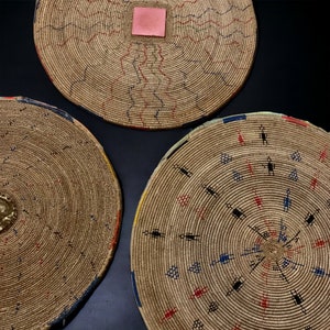 Woven Mats from Chad, 40cm to 50cm 16&quot; to 19&quot;, Wall Baskets, Baskets Decor, Wall Decor, African Wall Baskets, Wall Baskets African Decor