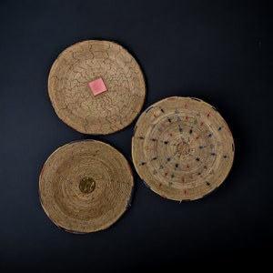 Woven Mats from Chad, 40cm to 50cm 16&quot; to 19&quot;, Wall Baskets, Baskets Decor, Wall Decor, African Wall Baskets, Wall Baskets African Decor