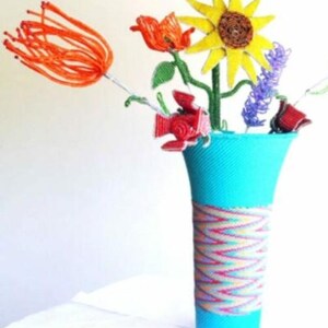 Telephone Wire Vases 7.9inch x 12.2inch, Table Decor, Telephone wire, Wire Decor, African Decor, Wire bowl Telephone Basket African basket