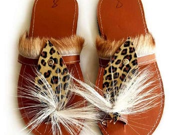 Leopard Skin Print Sandals, Traditional Zulu Shoes, African Shoes, African Sandals, mens Sandals, South African Sandals, Zulu Sandals