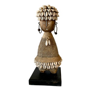Muñeca Namji transparente de 18 cm (7 pulgadas), muñeca de fertilidad, muñeca Namji, muñeca camerunesa, muñeca de madera, muñeca africana, muñeca con cuentas para decoración del hogar, muñeca hecha a mano