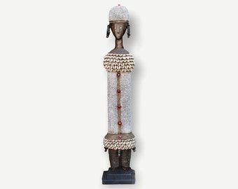 Namji Doll 80cm, Fertility Doll, Namji Doll, Cameroon Doll, Wooden Doll, African Doll, African Art, Beaded Doll, African Decor