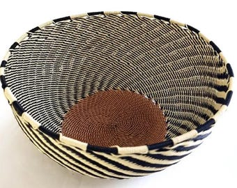 Wave Bowl Large Telephone Wire 18cm 8", Table Decor, Telephone wire, Wire Decor, African Decor Wire bowl, Telephone African basket