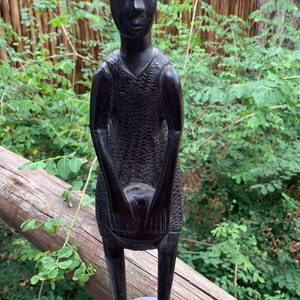 African Wood Hand Carved Tribal Drummer Man 13.8&quot;, Wood Figure West African Wood African Artifact African Statue Man Statue African Artifact