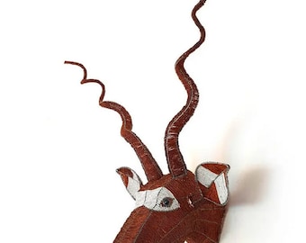 Beaded Trophy Head Kudu 34", Handmade bead and wire head beaded trophy head African Beaded Animal  Wall Decor  Nursery Decor African Decor