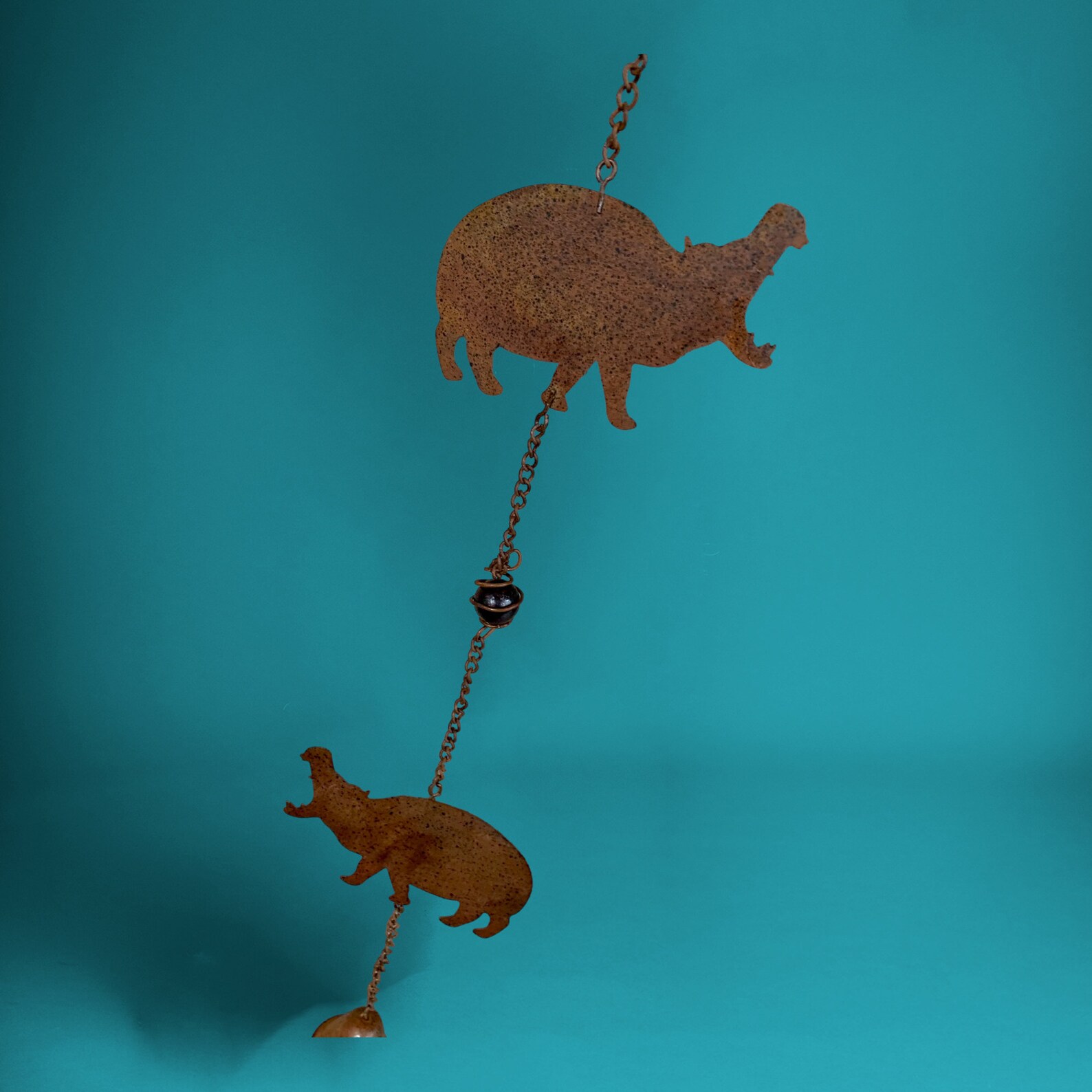 Rustic Metal Hanging Decor Hanging Chime Hippo Hanging Etsy