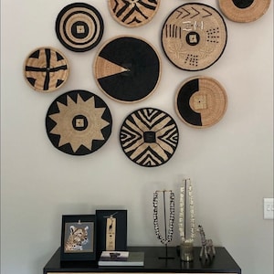 Painted Tonga Binga Wall Basket Set 9pcs, 8&quot;to 15.7&quot; 20cm to 40cm, Binga Baskets, Wall Decor African Wall Baskets Wall Baskets African Decor