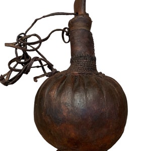 Samburu Honey or Milk or Water Gourd, Calabash Leather Gourd,  Antique Kenyan Gourd, Kenyan drinking container, African collectors, African