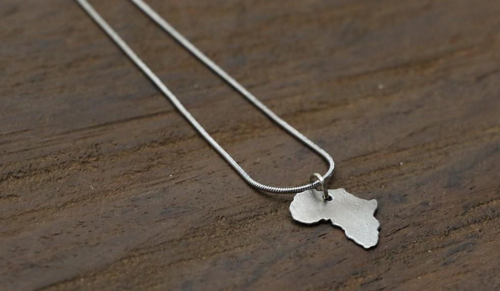 Recycled Snare Wire Africa Pendant Necklace, Conservation