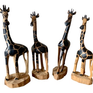 Giraffe Olive Wood standing statue, Zimbabwean Carved Artwork, African Giraffe, African Decor Wooden Giraffe, African curio Giraffe handmade