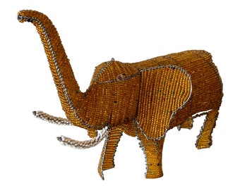 Beaded Handmade African Elephant, Unique gifts, African Decor, African Art, Beaded Art, African Wire Sculpture, Wire Beaded Elephant Beading