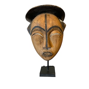 Vuvi African Mask from Gabon Vintage on a stand, African Decor, African Artifact, African Mask, Collectors African Mask, Wooden Mask
