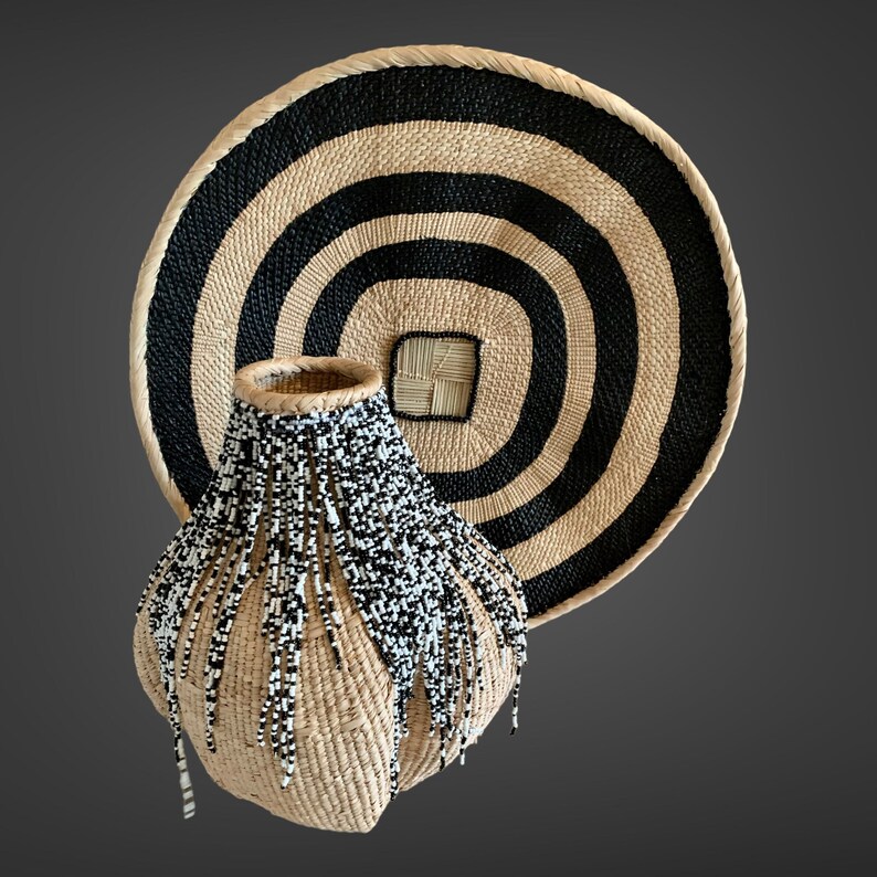 Garlic Gourd Beaded 12inch, Beaded Basket, Woven Basket, African Decor, Home Decor, Binga Basket, African Basket, Woven Basket, Beaded Basket.  Elevate your living space with this exquisite, one-of-a-kind Beaded Garlic Gourd Basket. Beautifully merging functionality with intricate artistry, this handwoven piece adds a touch of earthy, bohemian charm to any room.