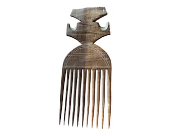Vintage Wooden Ebony Hair comb 19cm 7.5", Wooden Comb, Wall Decor, African Decor, Hand Carved Comb, Wood Comb, African Curio, Wood Comb