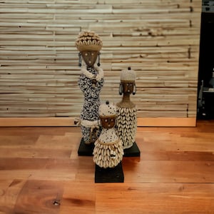 Namji Doll set of 3, Fertility Doll, Namji Doll, Cameroon Doll, Wooden Doll, African Doll, Beaded Doll, African Decor African Art Home Decor
