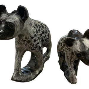Hand carved soapstone Hyena made in Hoedspruit South Africa, Soapstone animals. African scultures, African statues, Hyena, African carving