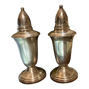 Crown Sterling Weighted Salt & Pepper, set vintage, set di ampolle, sale e pepe vintage, collezionisti placcati in argento, Sterling weighted