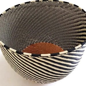 Telephone Wire Wave Cone Small 7.9&quot; x 7&quot;, Table Decor, Telephone wire, Wire Decor, African Decor, Wire bowl Telephone Basket African basket