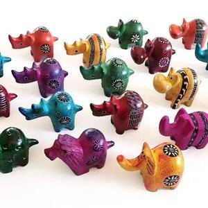 Soapstone Animal Sculpture 4&quot;, Bright funky African statue, Elephant soapstone, Made in Kenya, African Decor, Rhino soapstone stature