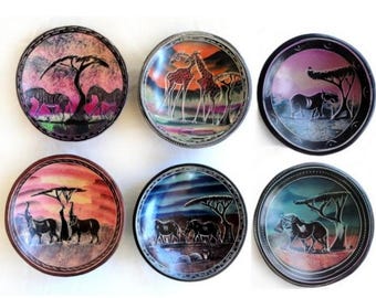 Soapstone Bowl Medium 6", Bright funky African bowl, Elephant soapstone, Made in Kenya, African Decor, Rhino soapstone bowl, Table Bowl