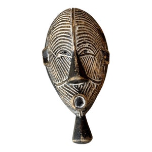 Vintage African Songye Mask 24cm 9.5&quot;, Congo, African Decor, Wall Mask, Tribal Mask, Wood Mask, Traditional African Mask Decor Vintage Mask