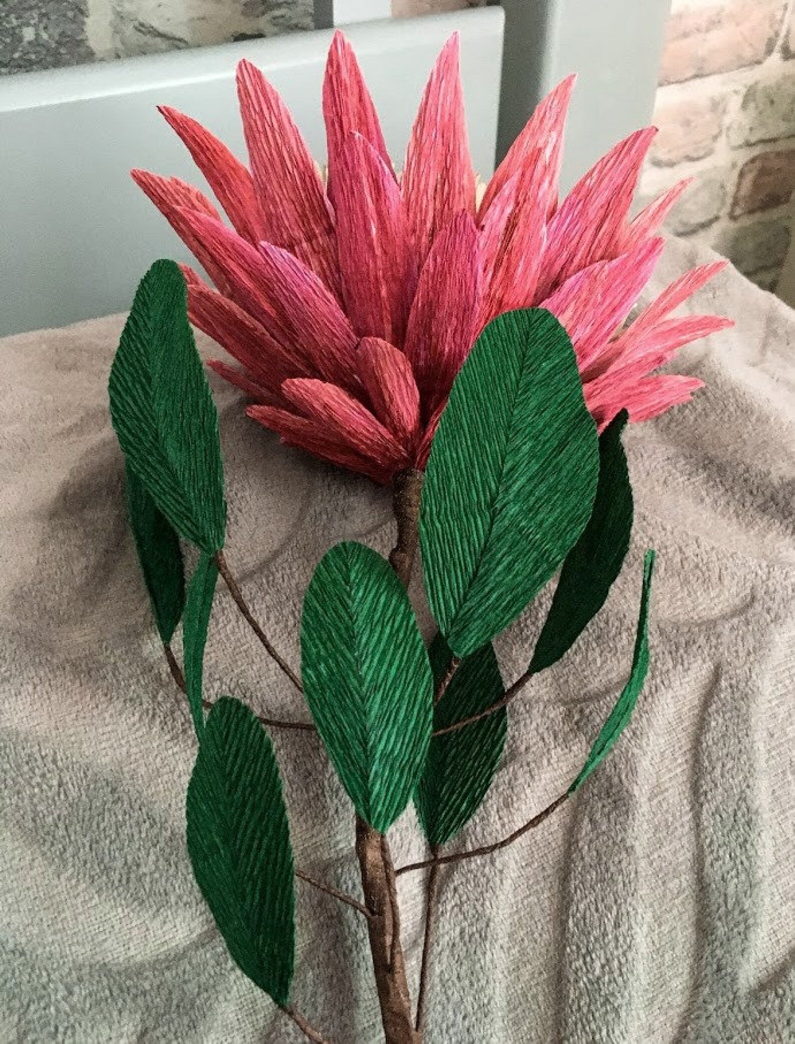 Big Protea Flower From Crepe Paper Etsy