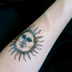 Sun Face Temporary Tattoo, Esoteric Design