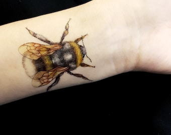 BUMBLEBEE temporary tattoo, humblebee tattoo, multicolor temporary tattoo, fake tattoo, insect tattoo, artist drawing, gift idea