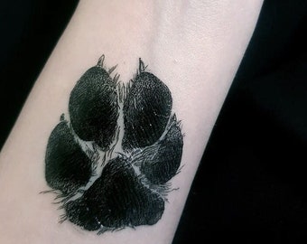 Dog Paw Temporary Tattoo, Hand-Painted Illustration