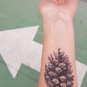 PINECONE temporary tattoo, pine tree, cone tattoo,  fake tattoo, temporary tattoo, plant tattoo, tattoo