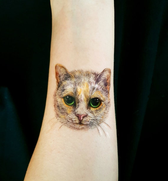 Tatouage De Chat Chat Tatouage Temporaire Realiste Art Du Etsy France