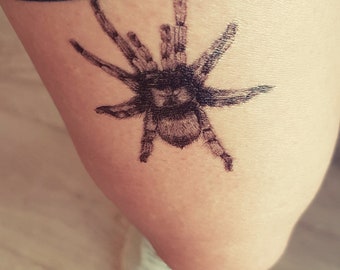 SPIDER TARANTULA temporary tattoo, spider tattoo, realistic tattoo, black tattoo, fake tattoo, tarantula tattoo, artist drawing, gift idea