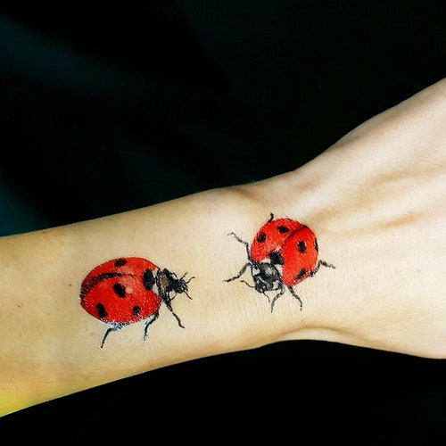 Tatouage temporaire Coccinelles, coccinelle, tatouage de couple, tatouage d'insecte, tatouage multicolore, faux tatouage, tatouage d'insecte, dessin d'artiste, idée cadeau