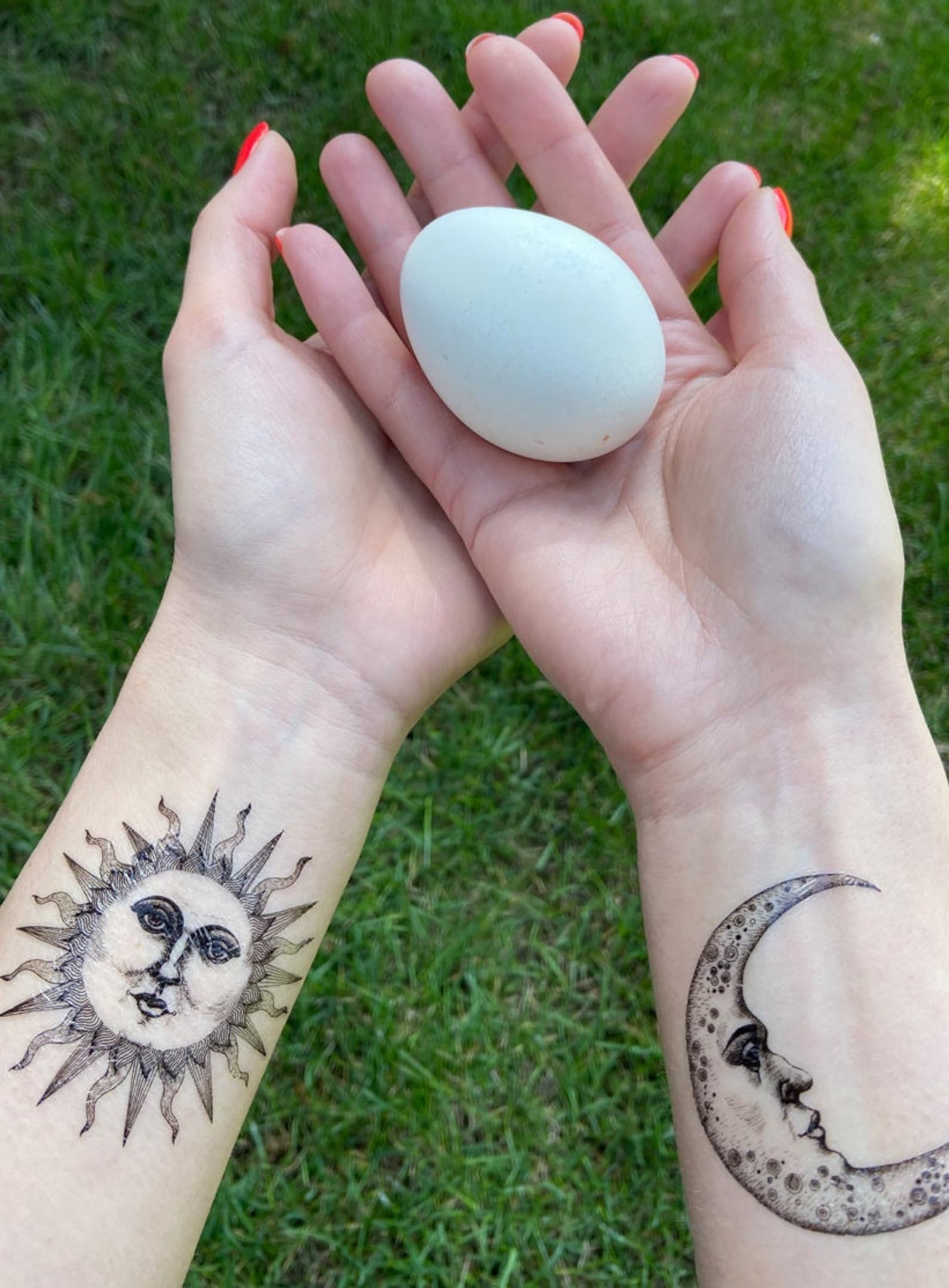 THE MOON Tattoo, Moon Face Tattoo, Decorative Moon Tattoo, Esoteric
