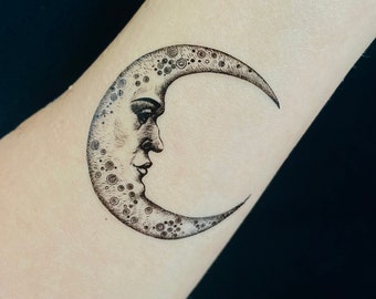 THE MOON Tattoo Moon Face Tattoo Decorative Moon Tattoo - Etsy Ireland THE MOON Tattoo Moon Face Tattoo Decorative Moon Tattoo - Etsy Ireland