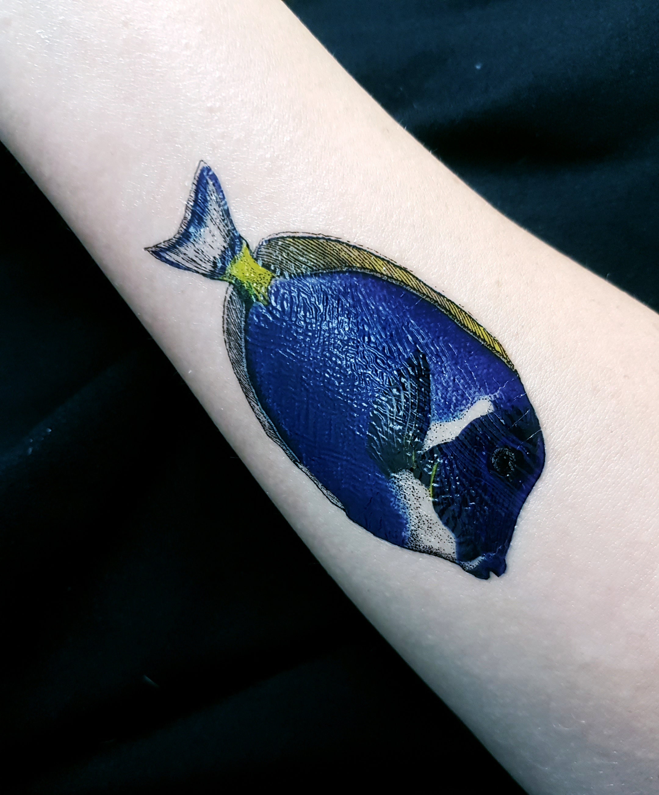 BLUE TANG FISH Temporary Tattoo, Fish Tattoo, Ocean Life, Multicolor  Temporary Tattoo, Fake Fattoo, , Artist Drawing, Gift Idea. 