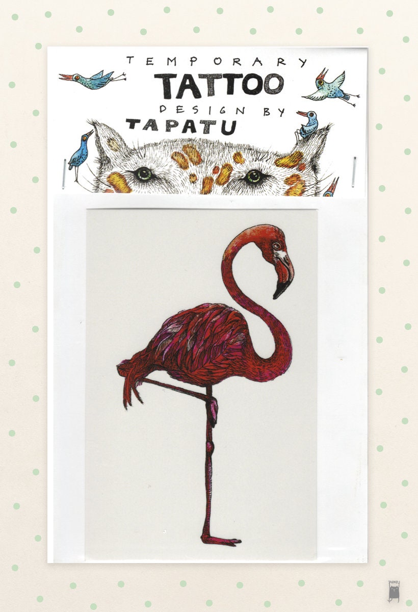 Amazon.com : Tattoos 2 Sheets Pink flamingo bird animal