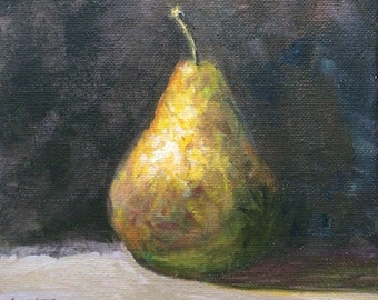 Original Acrylic Painting Pear Still Life 6&quot; x 6&quot;