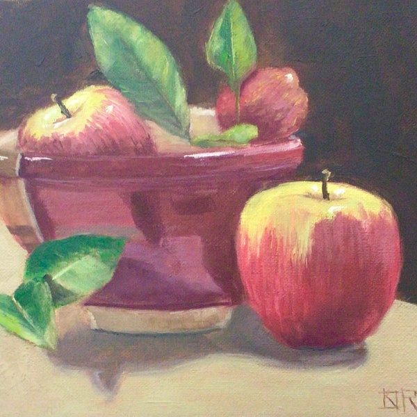 Original Oil Painting Still Life Apples 8" x 10"