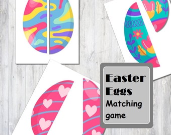 Easter Eggs Matching game, Matching Card Game PreK and Kinder Printable PDF, Montessori, Learning Binder, Early Learning Instant Download